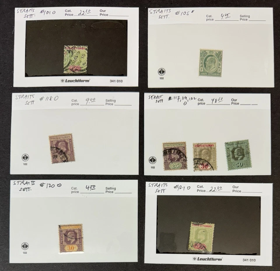 Straits Settlements, Mint & Used on 102 Cards, Total Scott Cat. Val: 263.00 - Image 2 of 3