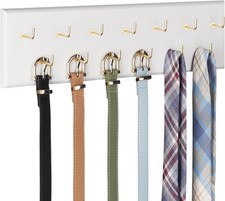 Belt Hanger Wall Mount Belt Organizer for Closet Holds Over 28 Belts Wooden W...