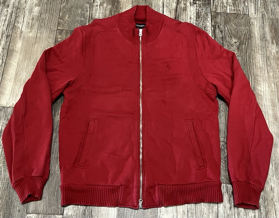 Vintage Ferrari Racing Sweater Shell Red Women Size XL Embroidered Logo - Image 2 of 4