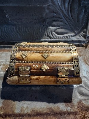 Vintage Indian camel bone decorative Small Trinket box #B6