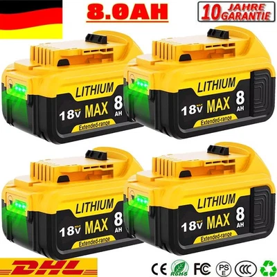 MARKENLOS 4x para Batería Dewalt 18v 8,0Ah XR DCB184 DCB183 DCB182 DCB200 DCB208 DCB206 DCB205