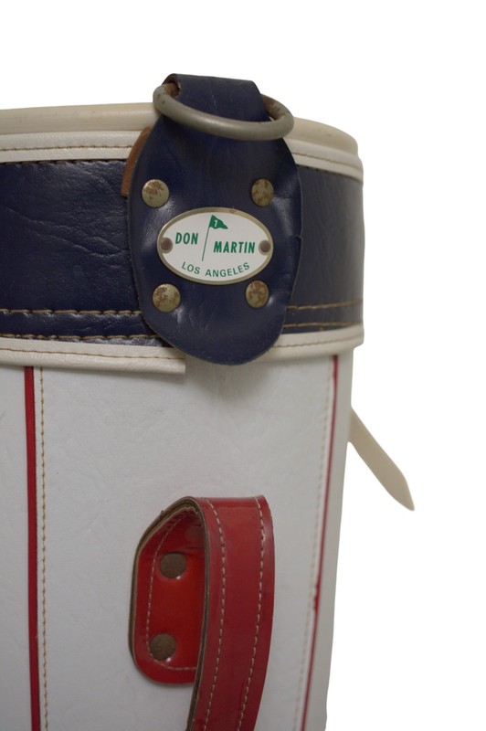 Vintage Don Martin Turf King Fur 35" Golf Bag RARE White Nylon And Leather