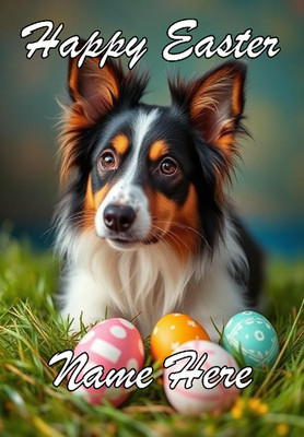 naiec39 Collie Hund Frohe Ostern personalisierte Grußkarte Schokoladenei