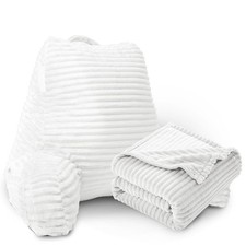 Backrest Reading Pillow with Blanket, Back Support Pillow with Arms