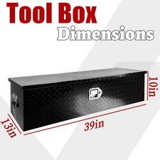 39"x13"x10" Aluminum Truck Bed Tool Box Diamond Plate Trailer ToolBox Black