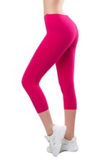 Damen 3/4 Leggins Capri-Leggings kurz Baumwolle mix Sporthose Caprihose 36-46