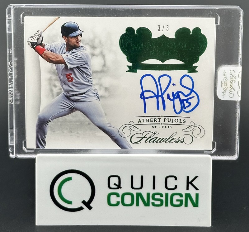 ALBERT PUJOLS 2018 FLAWLESS MEMORABLE MARKS EMERALD AUTO 3/3 #MM-AP1 Q6995