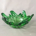 Vintage Green Art Glass Murano Style Heavy Glass Smooth Bottom Bowl Candy Dish