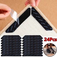 24x Carpet Mat Grippers Non Slip Rubber Rug Sticker Skid Tape Reusable Adhesive