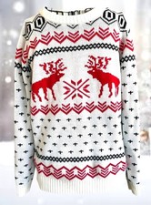 v28 Ugly Christmas Reindeer Sweater Unisex Large Winter Merry Holiday Festive