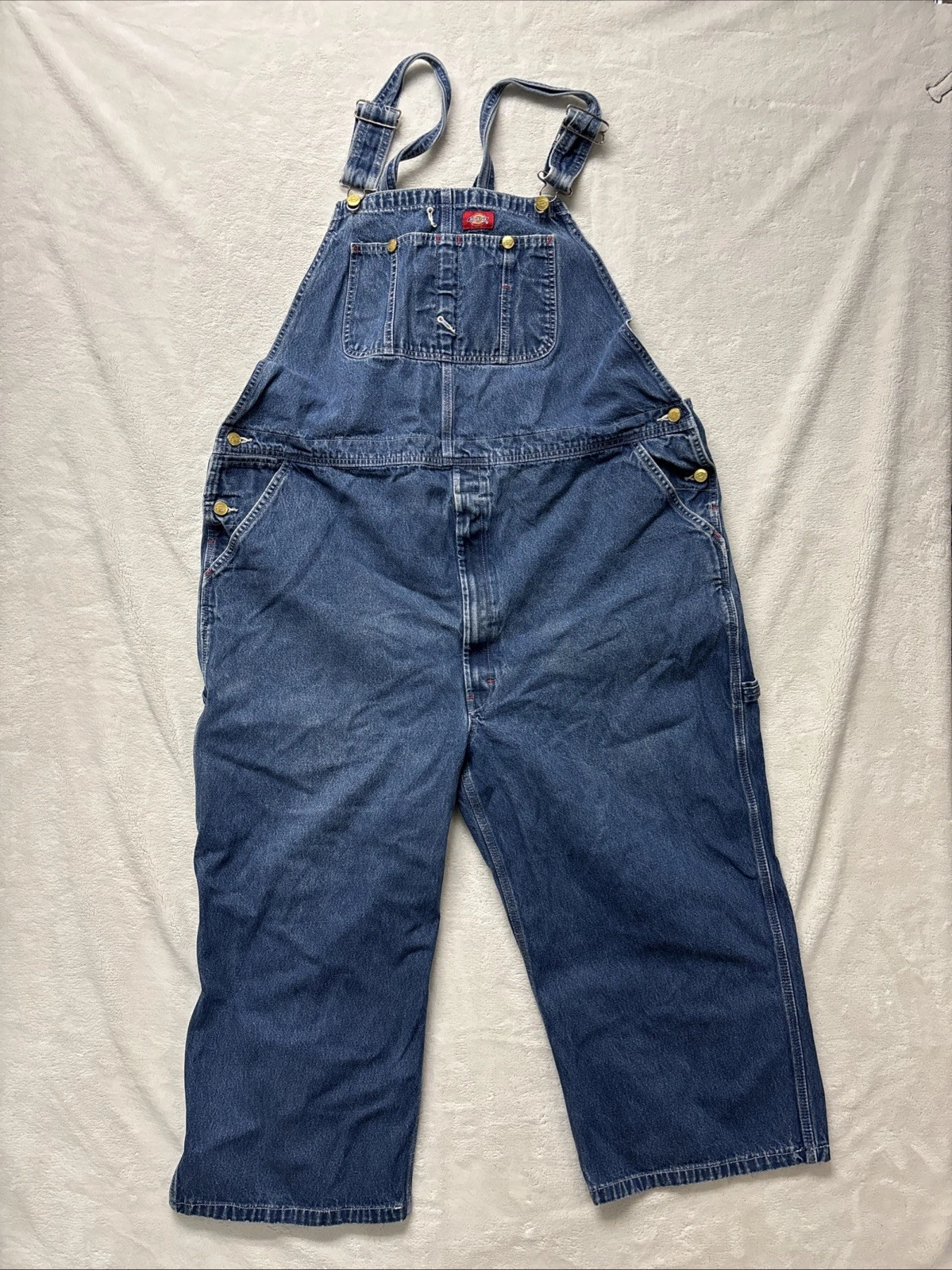 Dickies Bib Overalls Mens 48x22 Jeans Farmer Worker Carpenter Outdoor