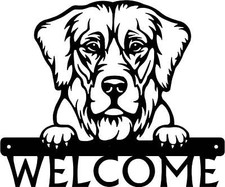 Golden Retriever 2 Detailed Dog Face Welcome Sign or Custom Name