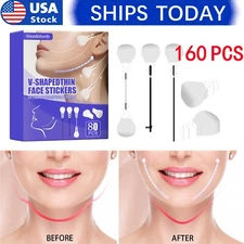 160PCS Instant Face Neck Eye Lift Facelift Tapes and Bands V Shape Dark Hair USA