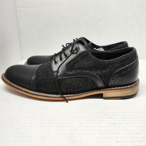 Bar III Parker Black Cap-Toe Leather + Wool Men’s Derby Dress Shoes Size 8 - Bild 4 von 8