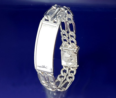 16 mm massives schweres Sterlingsilber DOPPELTES 2-reihiges Glieder-ID-Armband 8 Zoll 38 Gramm 