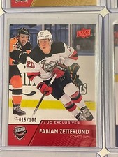2021-22 Upper Deck AHL UD Exclusives #44 Fabian Zetterlund #'d 015/100