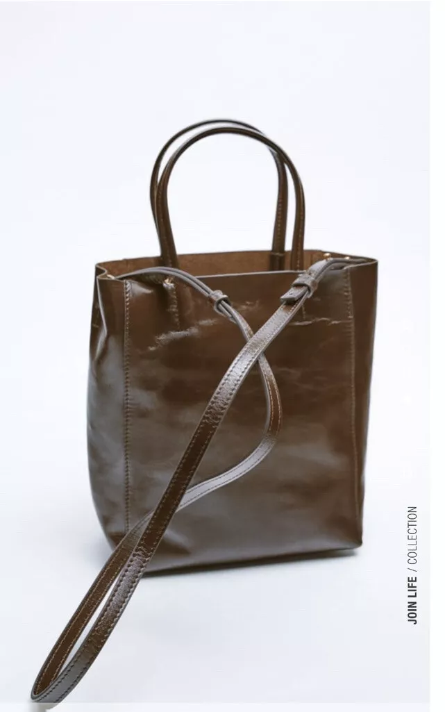 midi leather tote bag