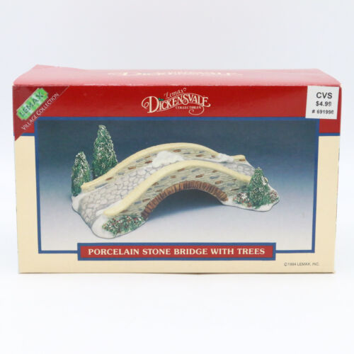 Lemax Village Collection Porcelain Stone Bridge W/ Trees 1994 Keramik Weihnachten - Bild 10 von 16