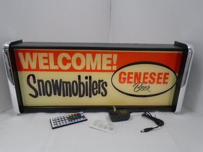 Genesee Beer Welcome Snowmobile LED Display lighted sign lightbox Hanging Light