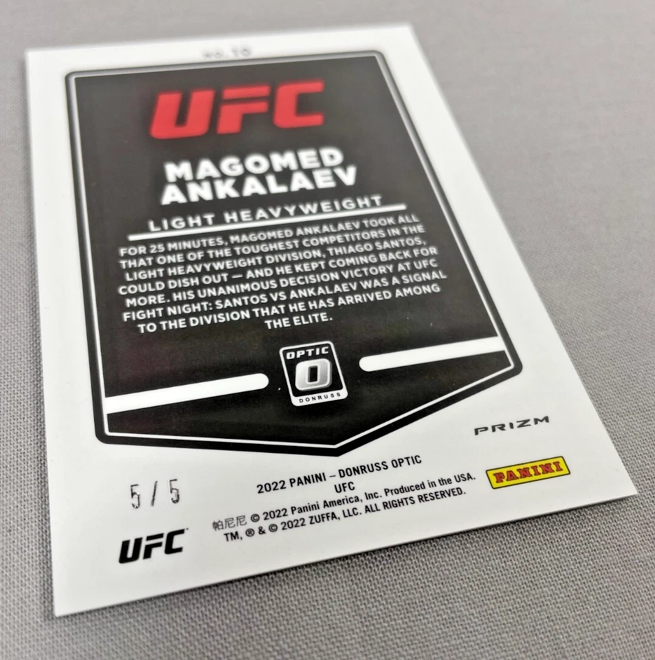 2022 Donruss Optic UFC Magomed Ankalaev #10 Green 5/5 BOOKEND - Image 3 of 3