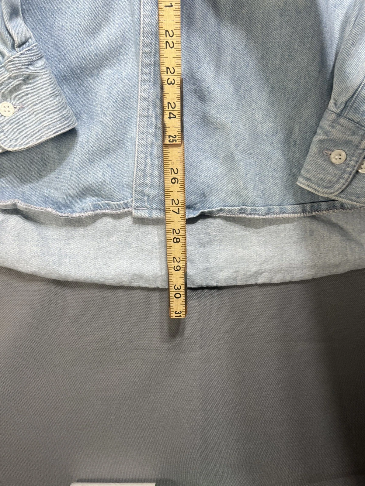 Camicia H. Valentino Uomo Large 34 35 Blu Chambray Denim Manica Lunga Resistente Lavoro