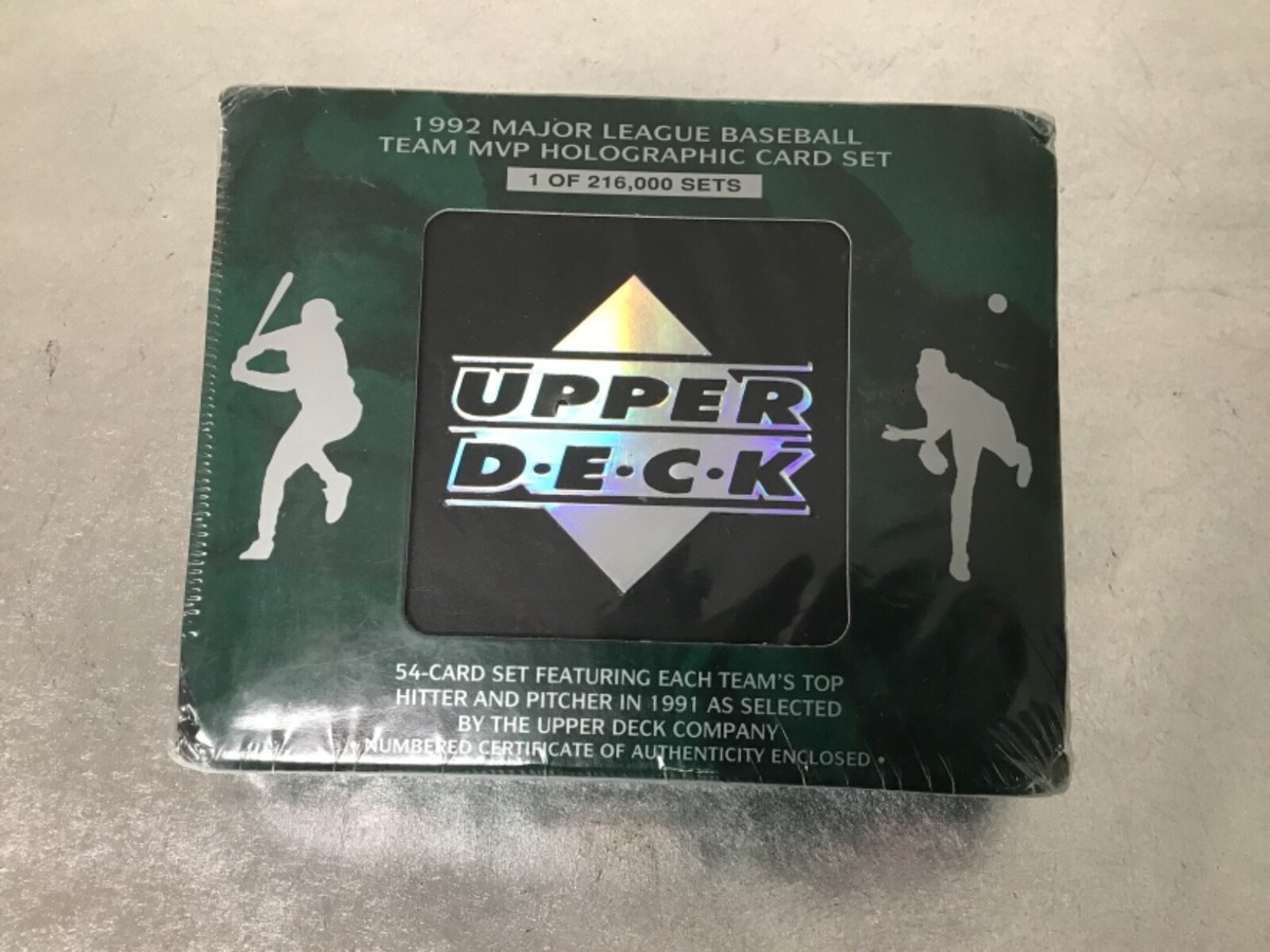 1992 upper deck baseball team mvp holographic card set 1992 Upper Deck Team MVP Hologram Complete Set New in Box 54 Cards With COA, Griffey Jr, Ripken Jr, Ryan & so Many More