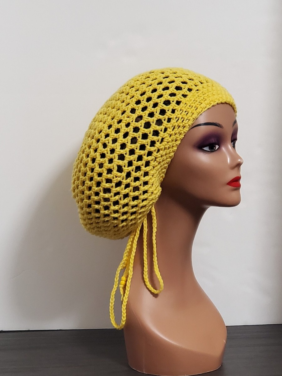 Handmade Yellow Crochet Dreadlock Tam with drawstring  display picture 1