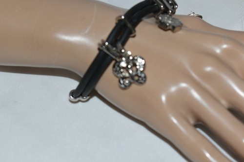 Silver Tone Charm Bracelet with Butterfly Ladybug & Flower Charms Lobster Clasp - Picture 2 of 3
