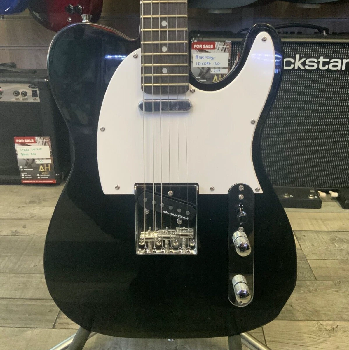 Encore E2 Tele Electric Guitar In Gloss Black New Display Model