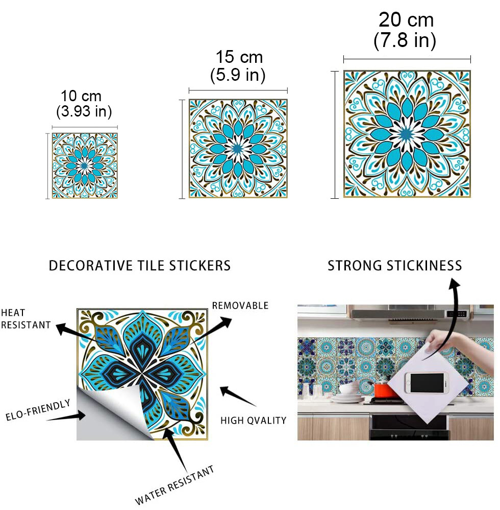 SelfAdhesive Wall Tile Decals Tile Stickers Set, Waterproof Backsplash