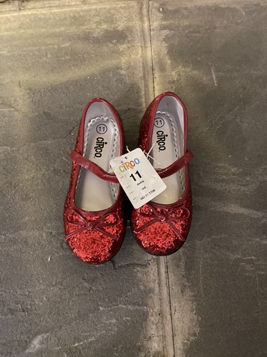 Wizard Of Oz Dorothy Red Glitter Ruby slippers Shoes Circo Child Size 11 NWT