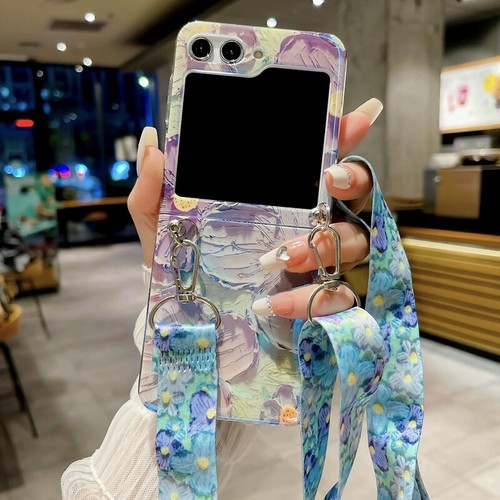 For Samsung Galaxy Z Flip 5/4/3 Luxury Carry Crossbody Shoulder Strap TPU Case - Picture 10 of 20