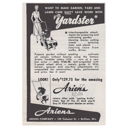 1955 Ariens Lawn Mower: Yardster Vintage Print Ad - Picture 1 of 1