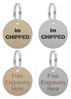 Dog Cat Pet ID Tag, Puppy Collar Tags, IM Chipped 25mm Engraved, Brass Or Nickel