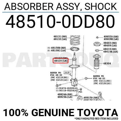 本日だけのサービス12980→9999 4853180681 Genuine Toyota ABSORBER ASSY, SHOCK, REAR, RH/LH