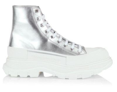 Alexander McQueen Mens Tread Slick Leather High Sneakers Boots Size 43 J / US 10
