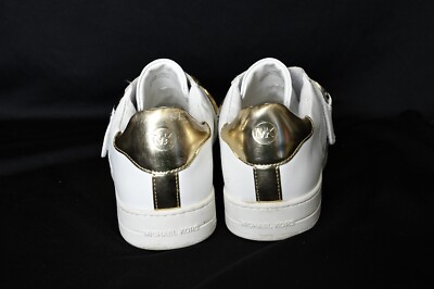 MICHAEL MICHAEL KORS Golden Chain White Leather Sneakers Slip-On