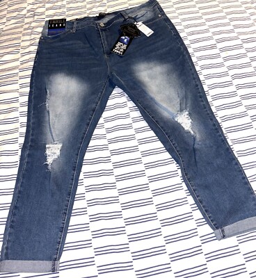 High Rise THRILL JEANS Booty Push Up Skinny Fit Distressed Women s Size 22