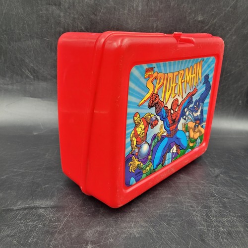 Vintage 1995 The Amazing Spider-Man Marvel Red Plastic Lunchbox w/ Thermos - Picture 4 of 15