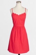 J.CREW Scalloped Cami Dress Pink Textured Adj Straps Lined #A5263 Sz 4