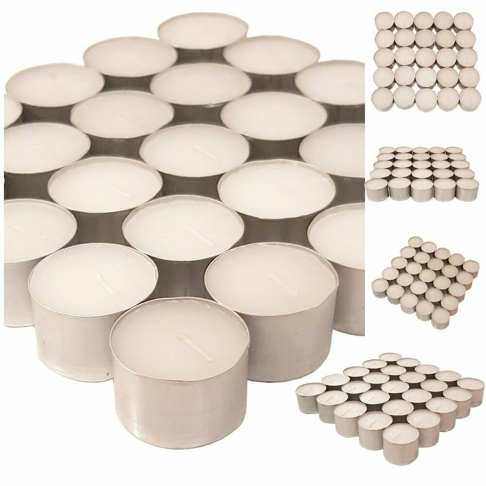 50 x Tea Lights 8 Hour Long Burn Night Light Candles Unscented
