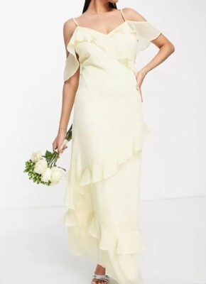 pastel yellow bridesmaid dresses uk Pastel Yellow Satin Bridesmaid Dresses, V-Neck Mermaid Bridesmaid Dres –  Laylatailor Shop