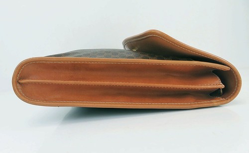 Authentic CELINE Brown Macadam Canvas and Leather Clutch Business Bag #40942 - Picture 4 of 19