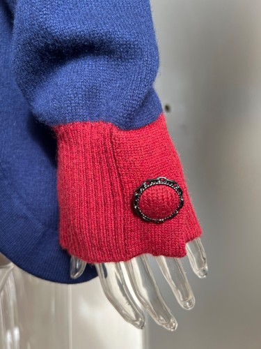 chanel cardigan jacket cashmere blue red 48 - Picture 9 of 12