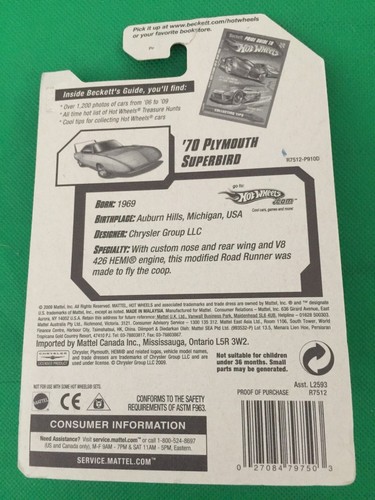 2010 Hot Wheels #87 Muscle Mania 70 PLYMOUTH SUPERBIRD Green STICKER PRICE B153 - 第 9/10 張圖片