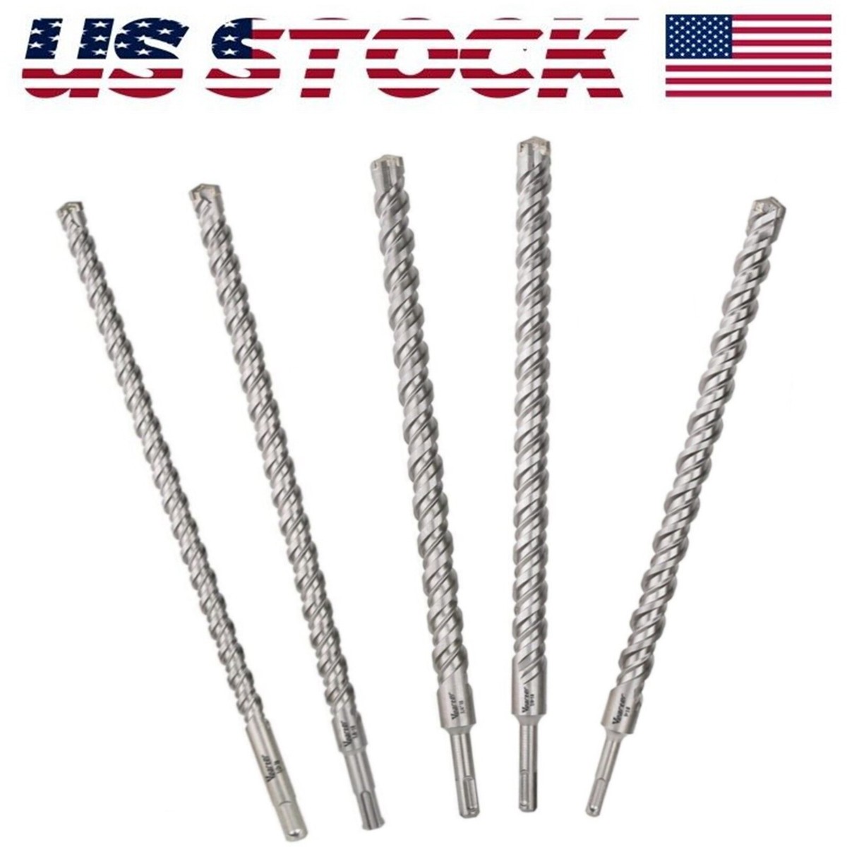 Toolant SDS Plus Hammer Drill Bit Set - 7 Sizes (3/16" To 1") X 12 Inch, Carbide Tip For Concrete & Masonry