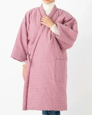 Japanese Women Kimono Hanten Warm Wear Winter Jacket Long Made in JAPAN Pink