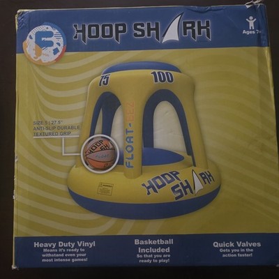 Float-Eez Hoop Shark Inflatable Pool Basketball Game w/ Size 5 Ball