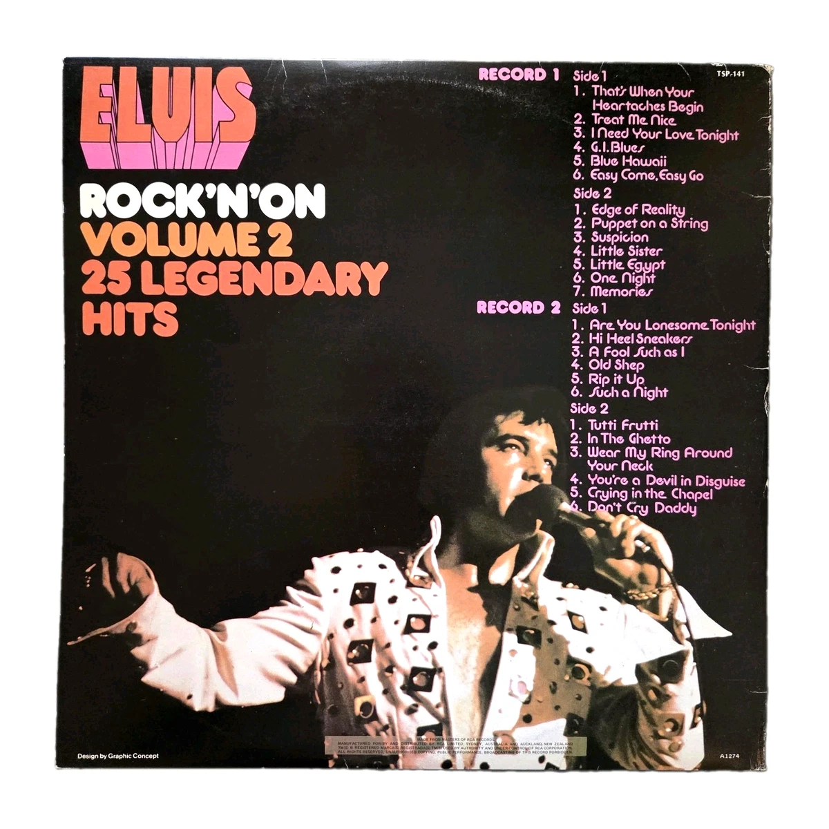 ELVIS PRESLEY "Rock 'N' On Volume 2" 1974 AUSSIE 25Tk VINYL 2LP SET (BEST OF)
