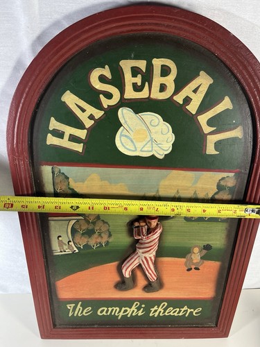 Wooden Haseball The Amphi Theatre Baseball Painted Sign Display 24”x16” - Picture 7 of 7